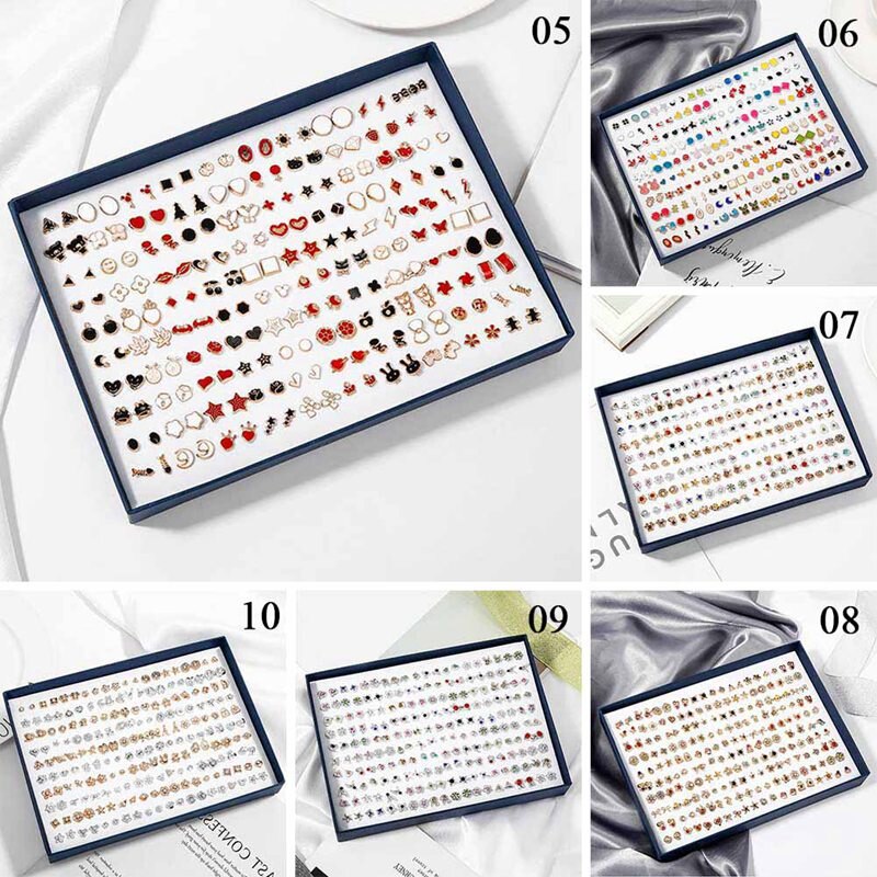 100 Pairs/Set Random Plant Fruit Animal Stud Earrings For Women Girls Kids Jewelry Cute Bear Polymer Clay Earring Set Mix