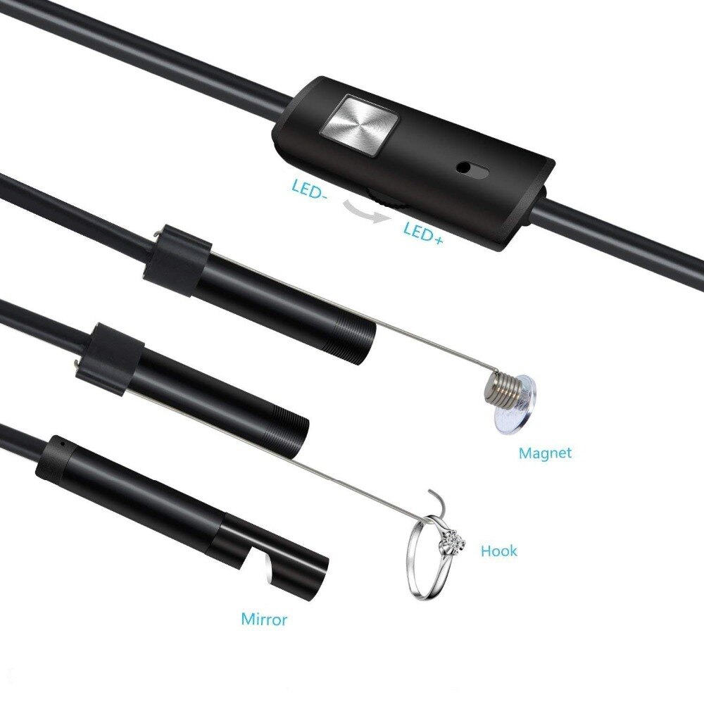 HD 1080P USB Endoscope Camera 8mm 2M Semi-Rigied Flexible Snake Endoscopy Inspection Borescope Camera 8led for PC Android