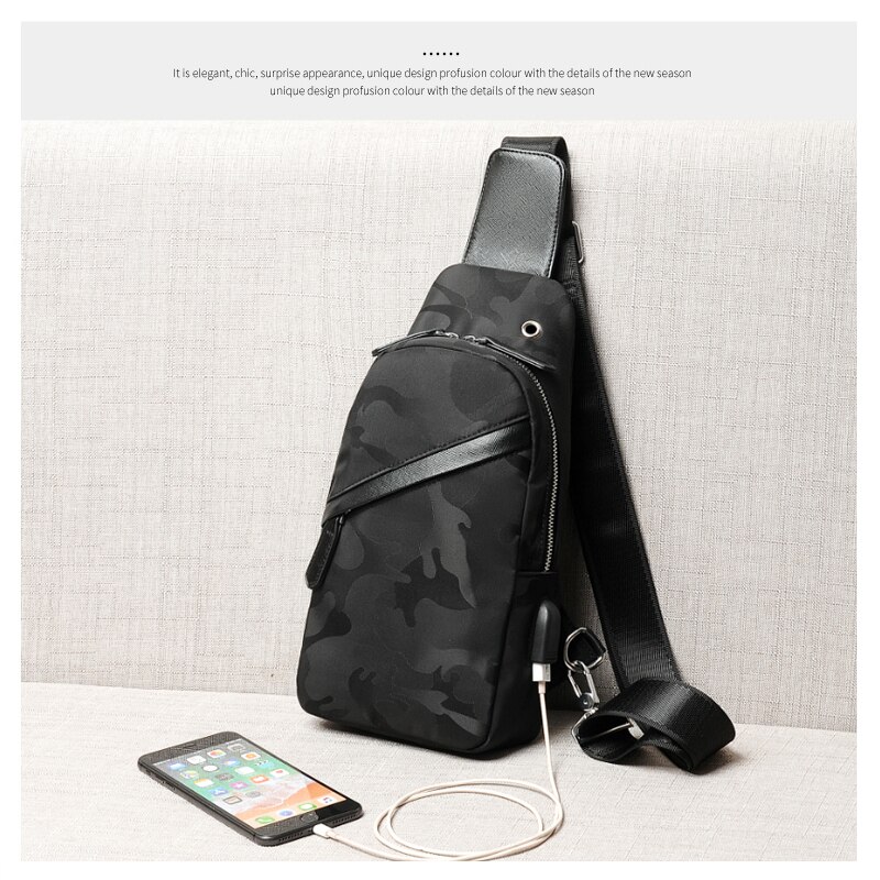 Männlichen Schulter Taschen USB Umhängetaschen Männer Anti Diebstahl Brust Tasche Schule Sommer Kurze Reise Boten Tasche Neue