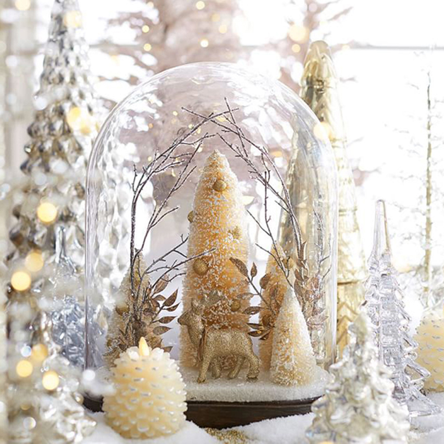 Mini albero di natale Desktop in vetro trasparente ornamenti per alberi di natale regali di festa decorazioni per la casa albero di natale accessori Kawaii