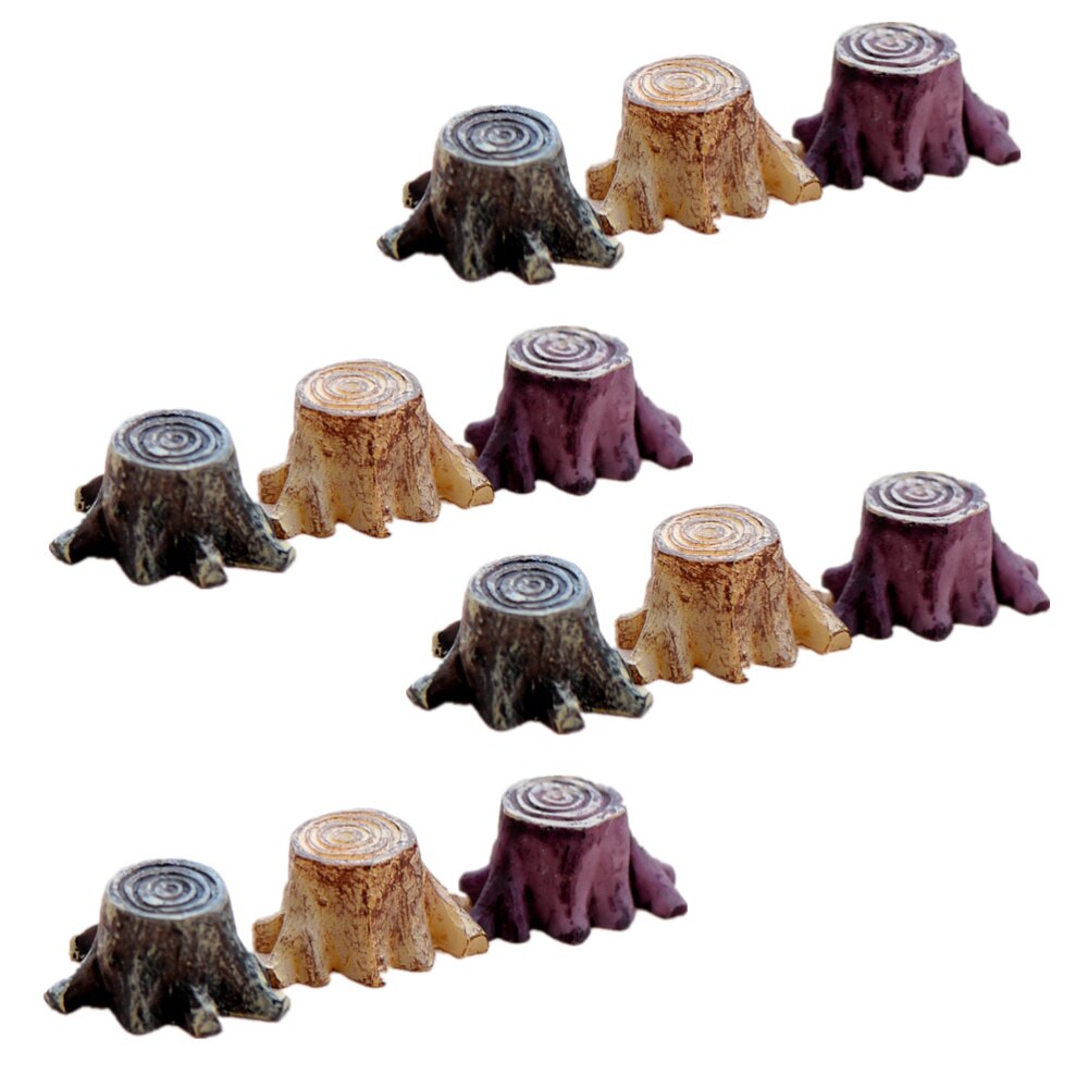 12 pièces artificielle Mini racine souche résine arbre souche décoration (couleur aléatoire)