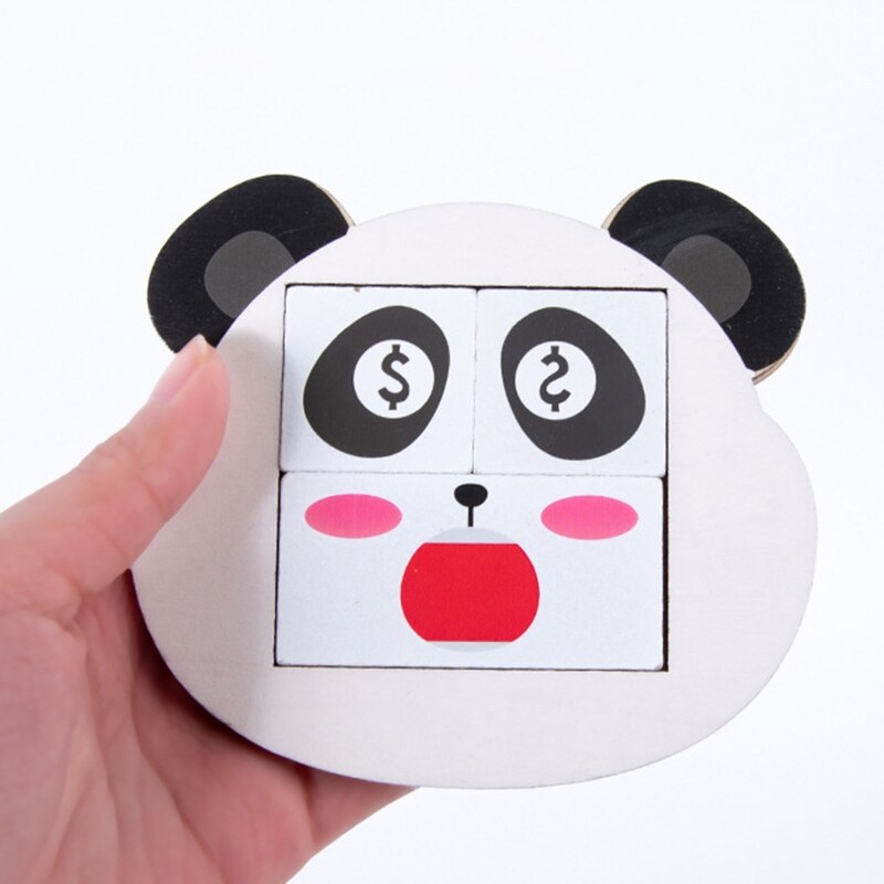 4.13 x 3.74in ausdrücke-zuordnungspuzzle mit holzbausteinen, lernspielzeug für logisches denken, gesichtsausdrucksveränderung