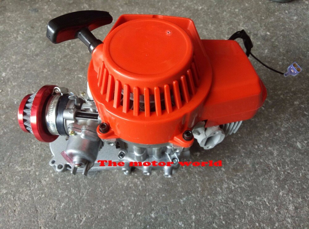 RED 49cc Engine 2-Stroke Pull Start Motor w/ Transfer Box For Mini Dirt Bike