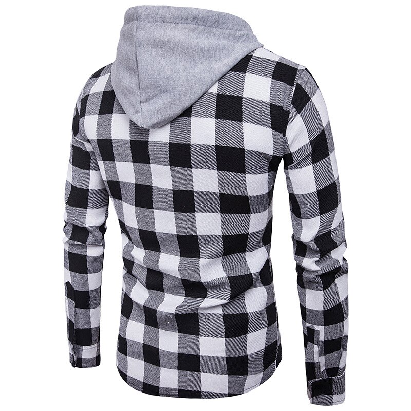 Zhelin miesten pitkähihainen paita hupullinen ruudullinen paita flanelli casual miesten paita