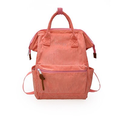 Corduroy ryggsekker for kvinner ring vinter casual damer ryggsekk kvinnelige tenåringer jenter skole ryggsekk mochila feminina: Rosa