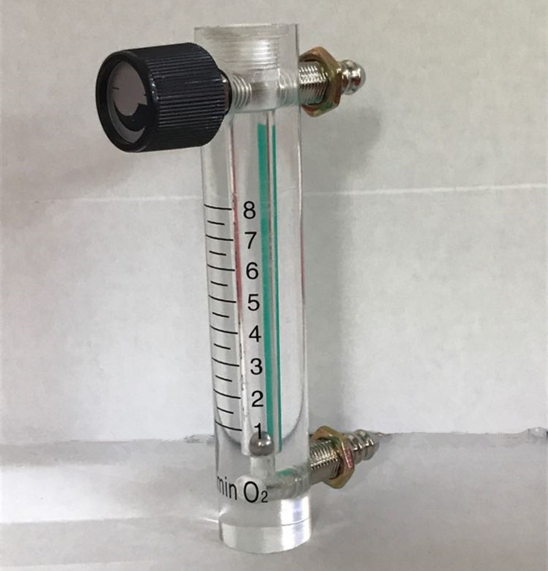 Acrylic Gas Air Oxygen Flow Meter Flowmeter Countor Indicator O2 With Valve brass Connector 0.1Mpa 1-8L/Min height 116mm