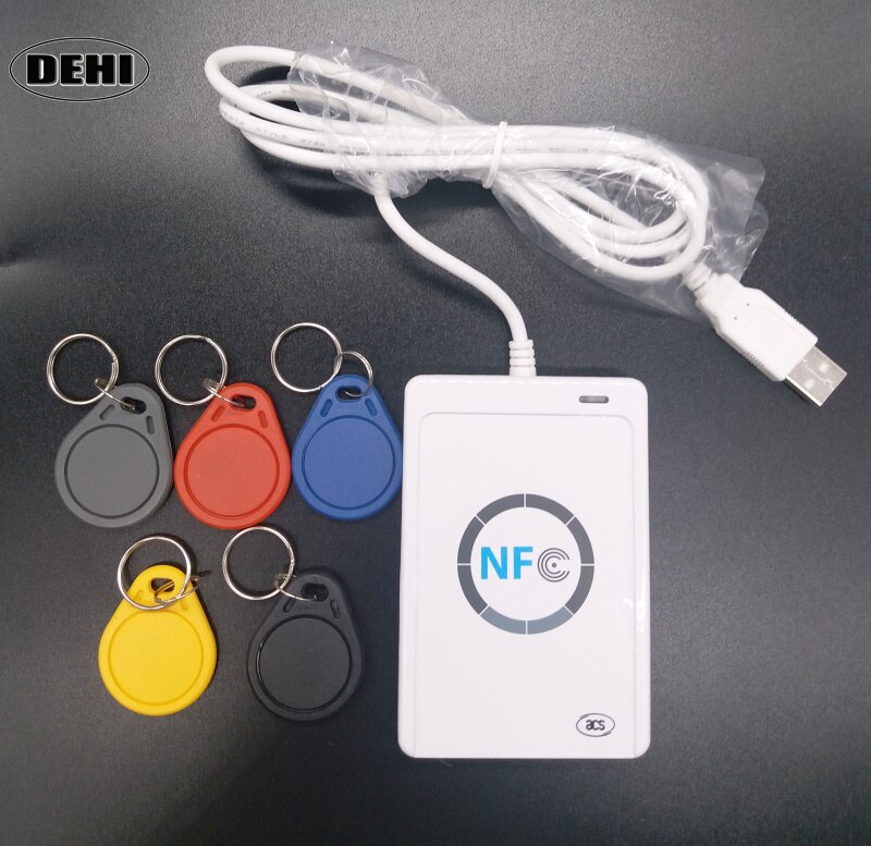 ACR122U NFC Reader Writer USB 13.56mhz RFID Smart Card Copier Duplicator + 5pcs UID Keyfobs