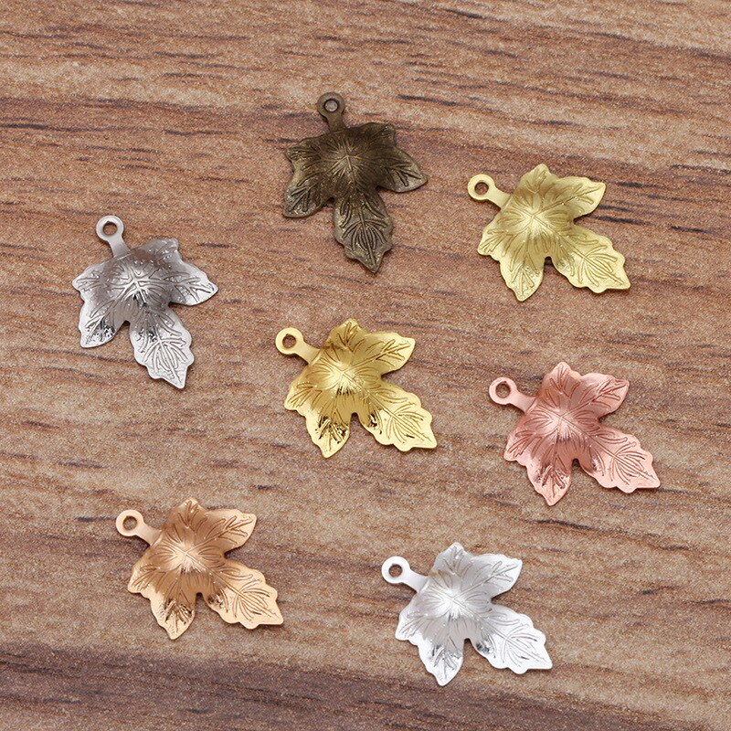 100pcs 12x15mm Brass Leaf Base Filigree Leaf Charms Pendant Setting DIY Accessories For Jewelry Making