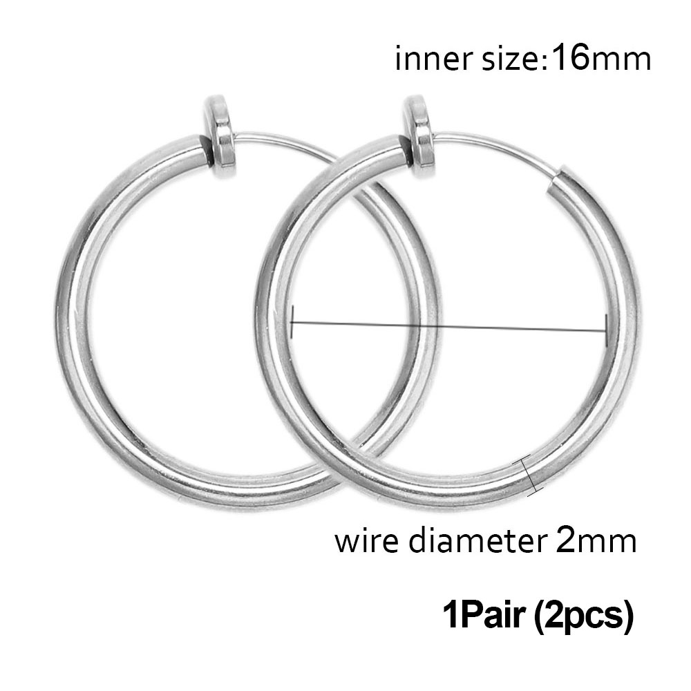 1-5 pares de aros de Clip de acero inoxidable sin agujeros para las orejas sin pendiente de perforación para pendiente de Clip sin perforación fabricación de joyas: Pistola negra plateada