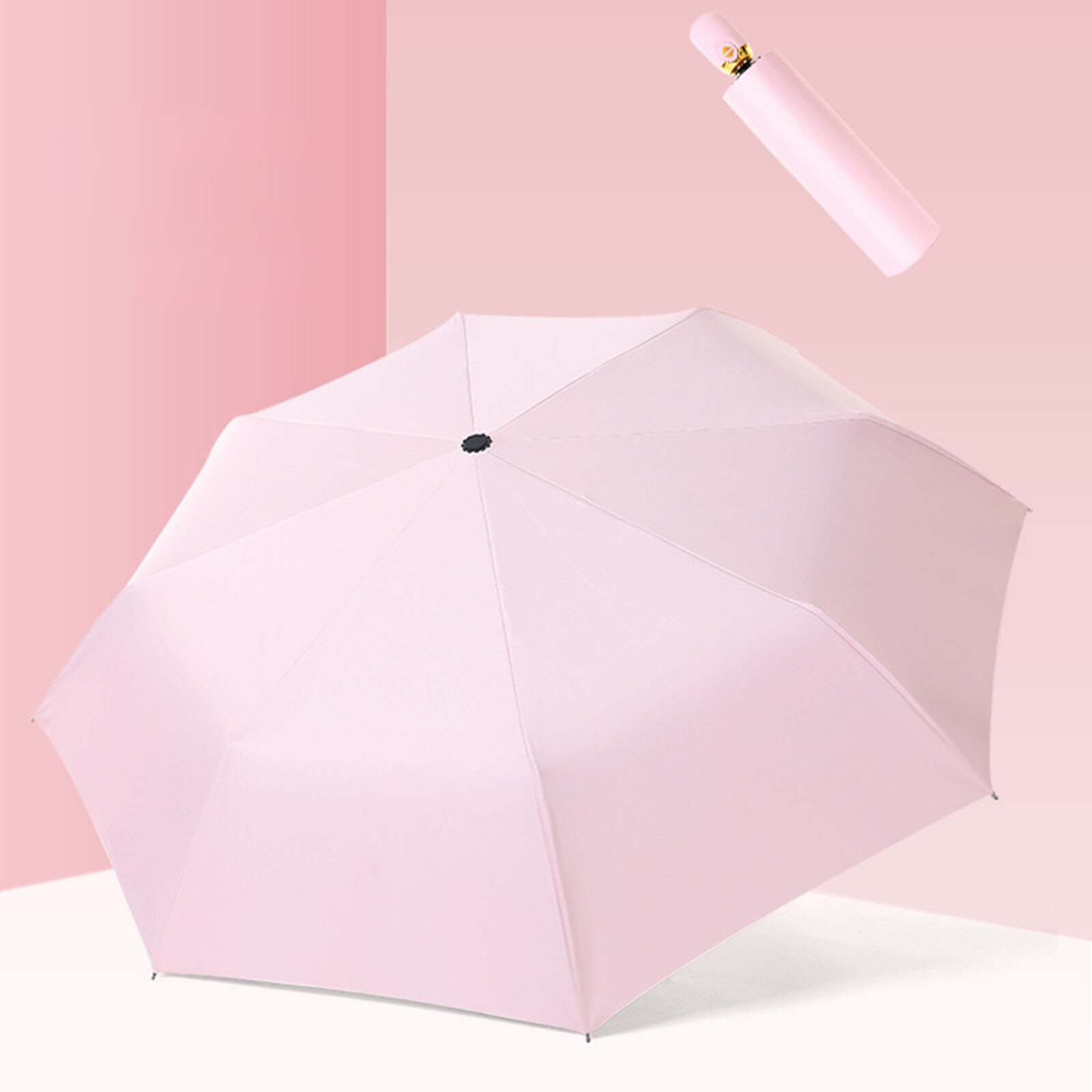 Parasol Licht Reizen Paraplu Windbestendig Parasol Paraplu Uva + 50 Opvouwbare Paraplu Volautomatische Paraplu Voor Regen/Zon: Pink