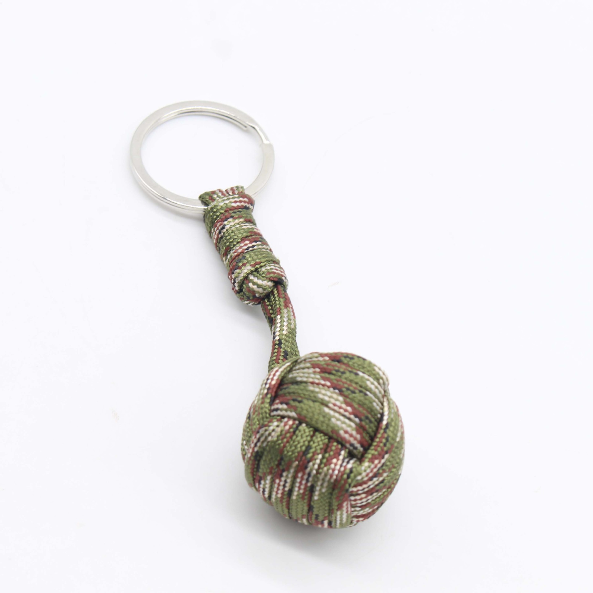 Paracord-Schlüsselanhänger, Affenfaust, Stahlkugel, draussen, Überleben, Selbstverteidigung, taktisches Fallschirmseil, Schnur, gewebter Kugel-Anhänger, Schlüsselanhänger: Grün