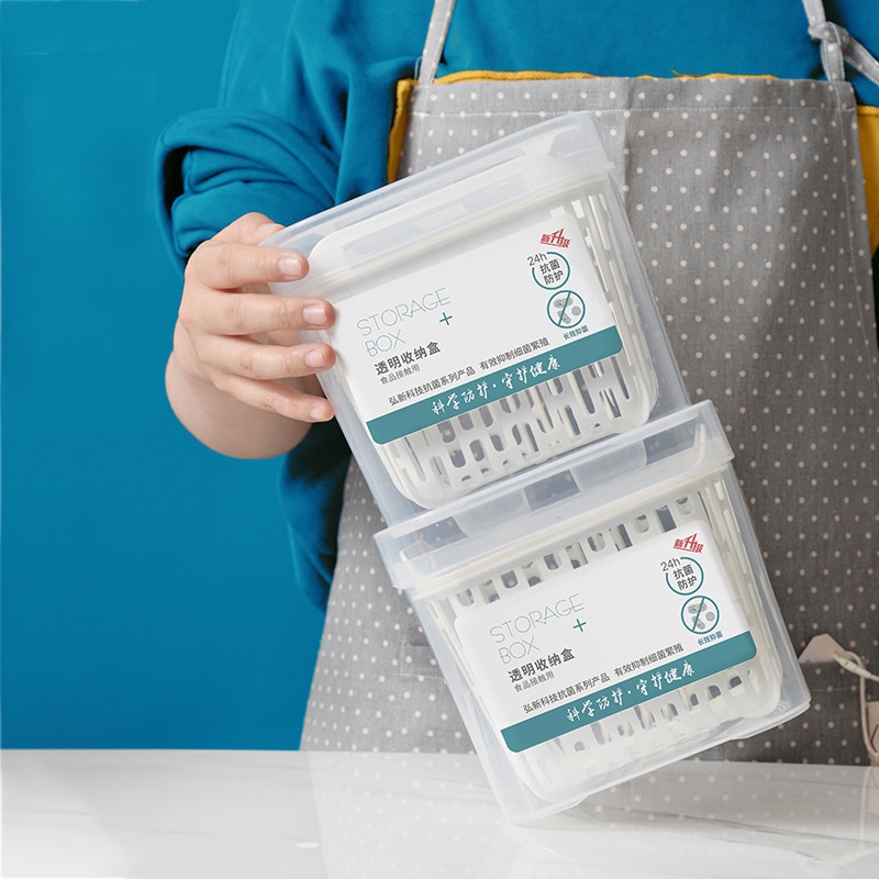 Refrigerator Food Storage Containers With Lids Kitchen Storage Seal Tank Plastic Separate Drain Basket Fresh Box Big Capacity