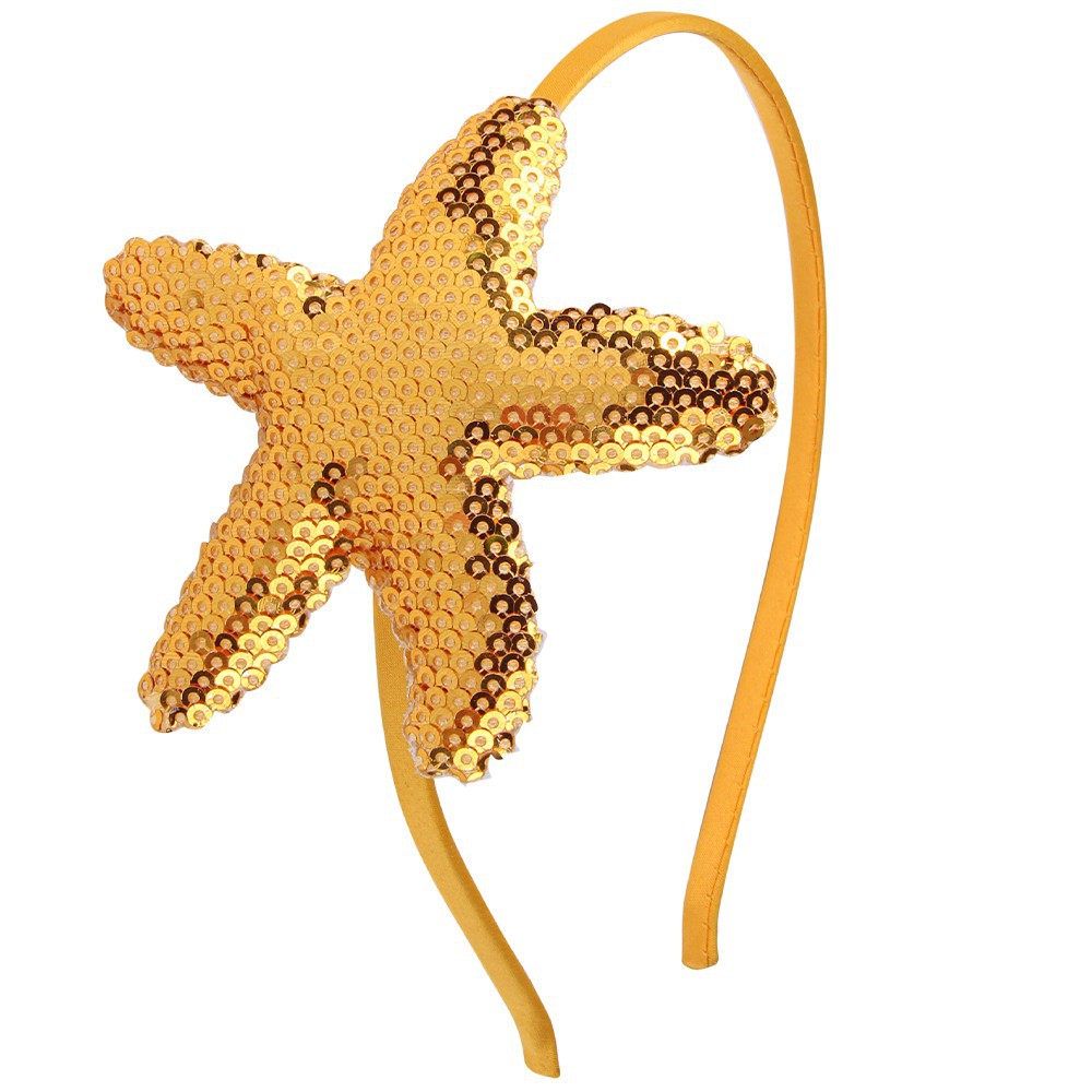 Diademas de estrella de mar con lentejuelas para niña, diadema brillante para bebé, de cumpleaños con purpurina, diademas, accesorios para el cabello: Amarillo
