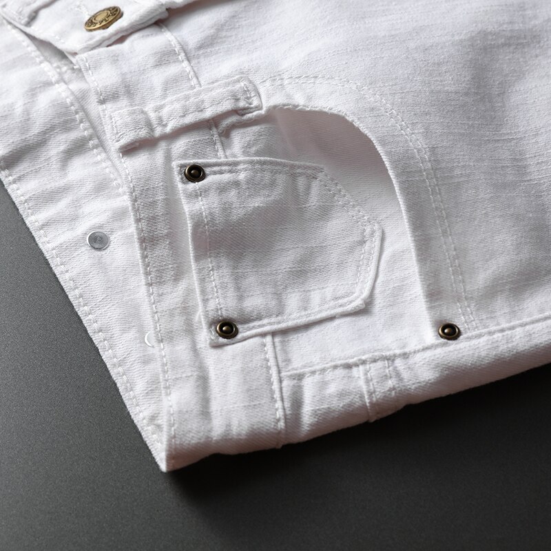 Klassieke Stijl Mannen Skinny Witte Jeans Mannen Katoen Casual Business Stretch Denim Broek Mannelijke Mode Broek 28-38