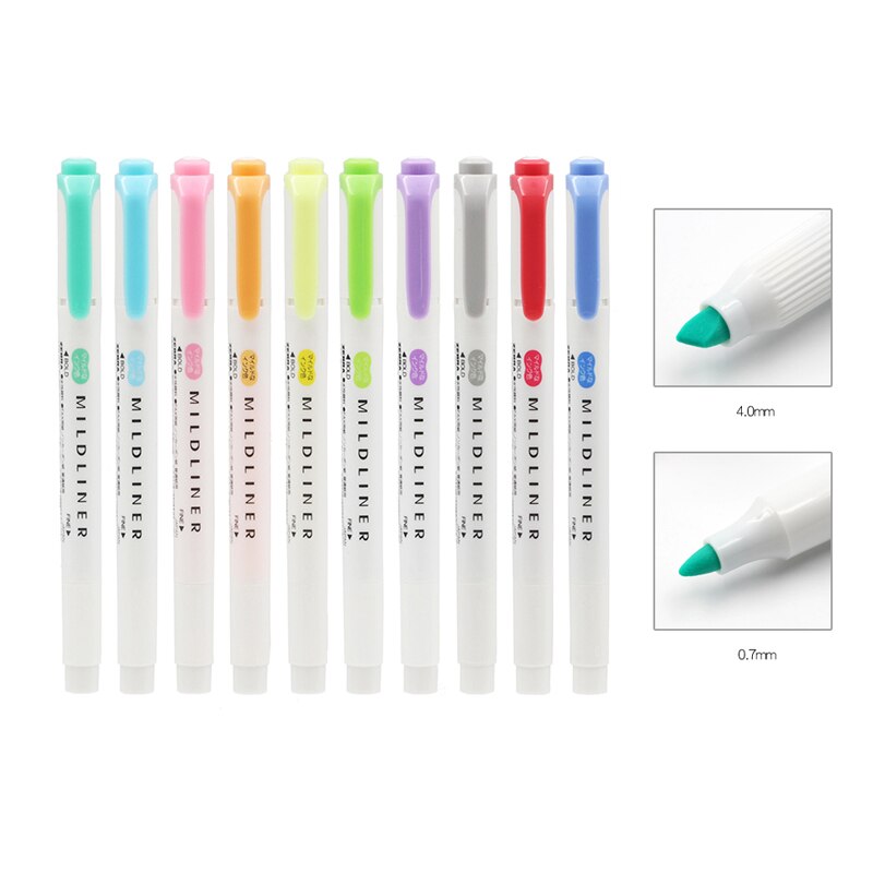 Zèbre Mildliner 5 pièces/ensemble stylos Mildliner surligneur stylo doux liner Double tête stylo Fluorescent dessin stylo papeterie