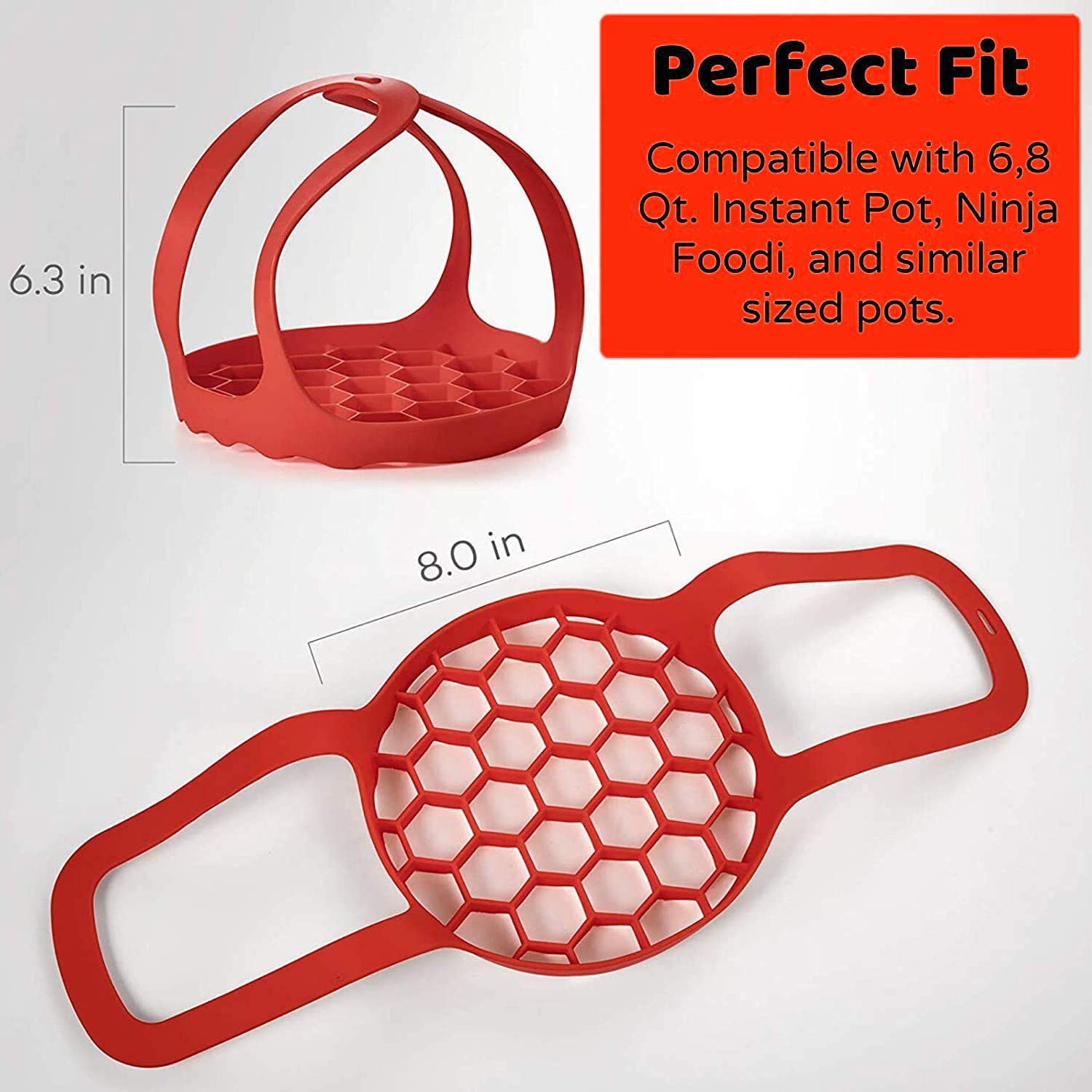 Pressure Cooker Sling Silicone Egg Rack Anti-scalding Steamer Rack Trivet Bakeware Lifter Compatible with 6/8 Qt Instant Pot