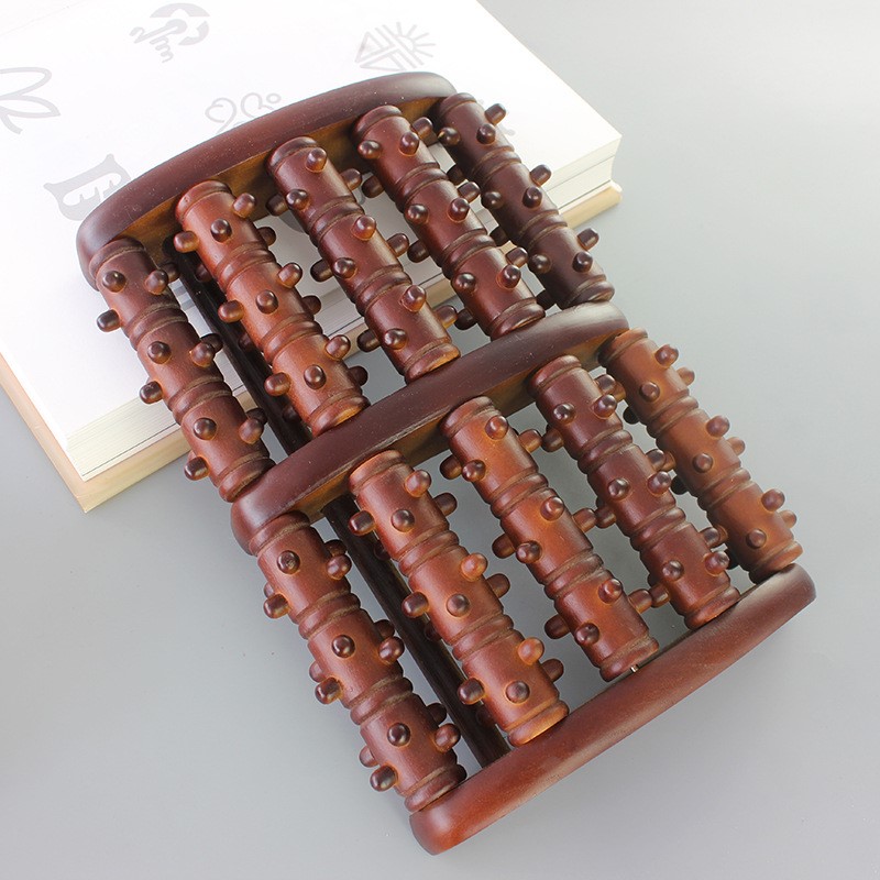 Holz Fuß Massage Walze Big Fünf-row Holz Fuß Massager Stimuliert Akupunkturpunkt Füße Plantarfasziitis Roller Reflexzonenmassage