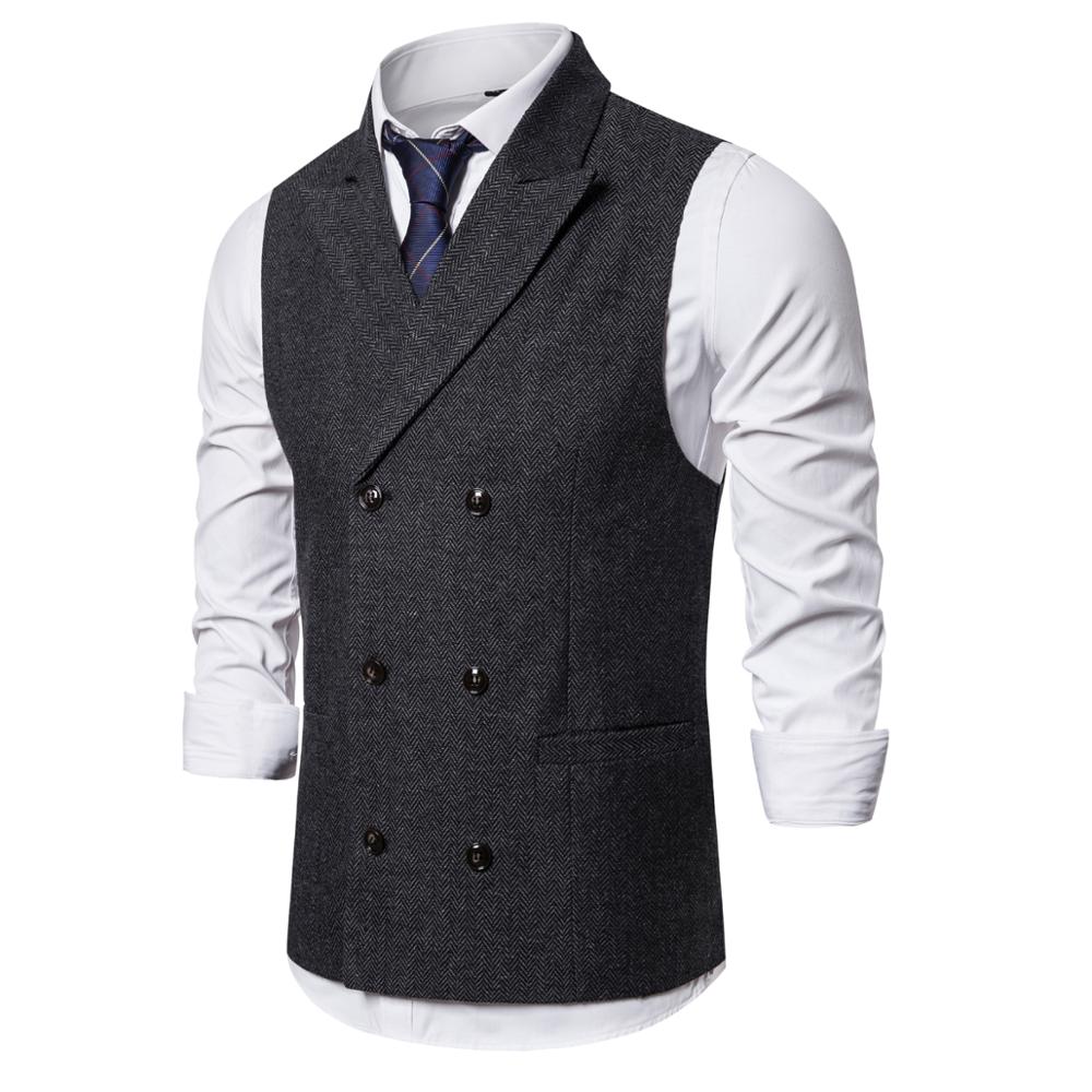 Men's Classic Slim Fit Chain Vest Brand Double Breasted Vest Waistcoat Men Wedding Business Casual Tuxedo Vests Gilet
