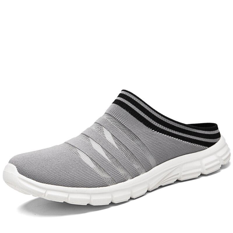 Chaussures d'été hommes sandales sans lacet plage pantoufles hommes baskets sabots hommes maille respirant Sandalias Zapatos Hombre taille 44: Gris / 40