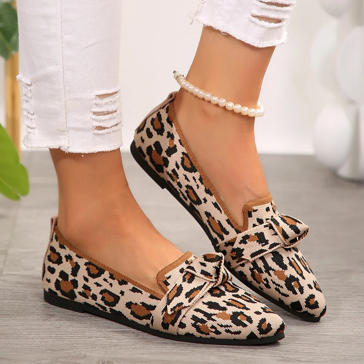 Mocassini da donna Papillon Appartamenti di lusso Lavorato a maglia Slip Scarpe comode e traspiranti Casual Mocassini da passeggio con punta a punta Calzature