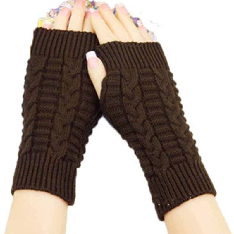 Femmes hommes couples mitaines chaudes gants sans doigts chauffe-mains hiver fille bras court manches crochet tricot faux gants