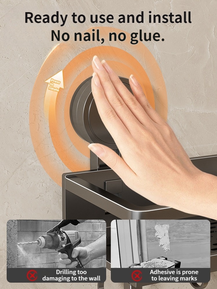 Toilet storage rack, bathroom washbasin, toilet, shower room, kitchen, wall mounted non perforated towel rack