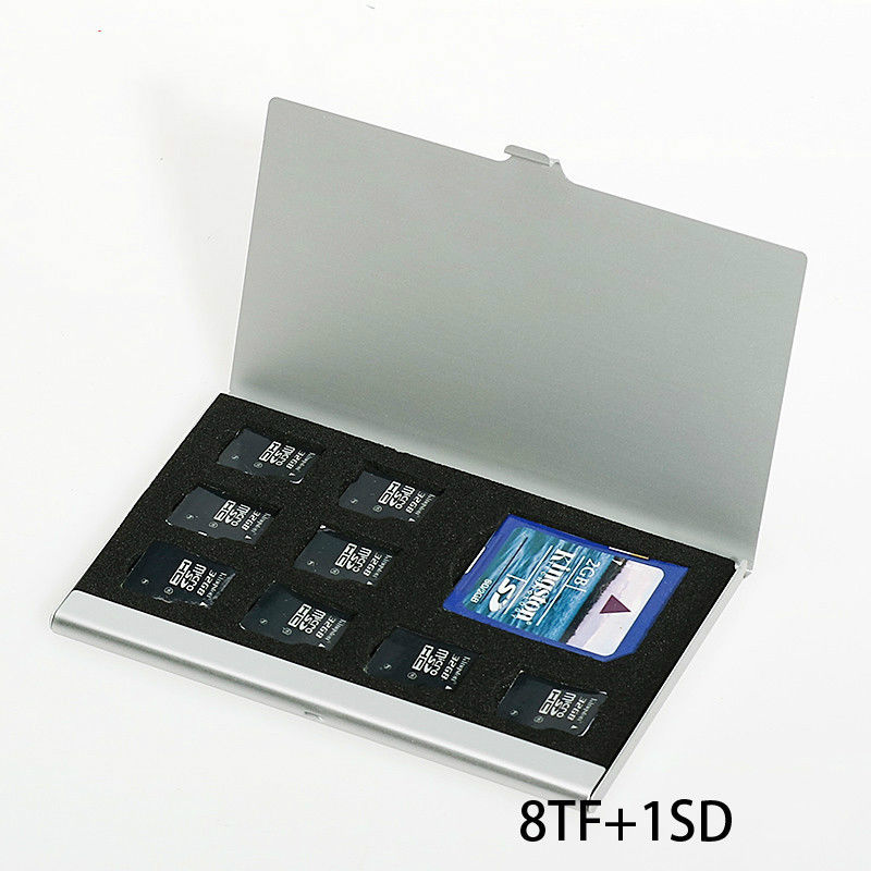 8 in 1 Portable Aluminum Micro Storage Case Protector Holder For TF HC TF MS Memory Card SIM Card