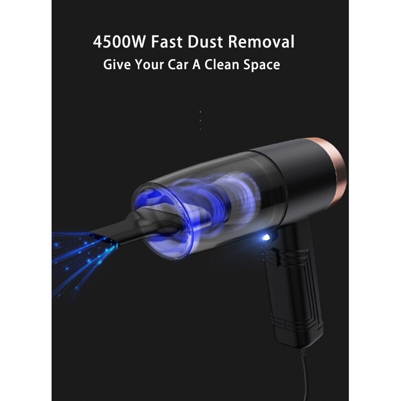 12V Car Vacuum Cleaner 120W Wet Dry Dual Use Portable Car Vacuum Cleaner High Power 3 in 1 Aromatherapy Lamp