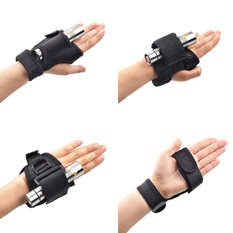 Underwater Scuba Diving Dive Glove LED Torch Flashlight Holder Soft Black Neoprene Hand Arm Mount Wrist Strap Glove
