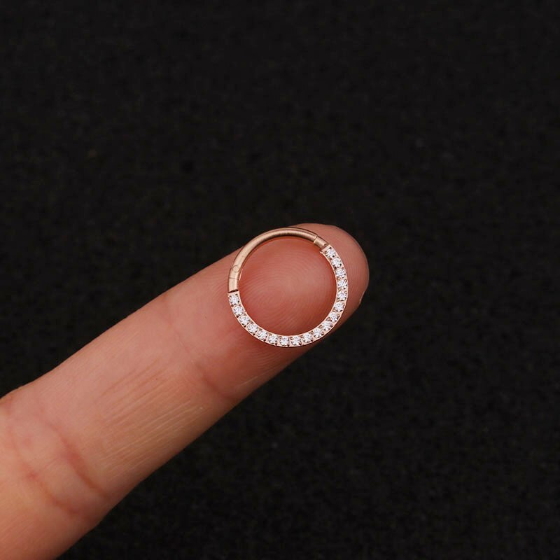 16g anneaux de septum en acier inoxydable véritable piercing septo nez oreille cartilage tragus hélix piercing clicker anneaux bijoux de corps: B-rose / 10mm