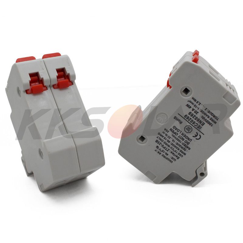 Portafusibles 2P PV, 10x38mm con Fusible DC 1000V 10A 15A 20A para protección de Sistema Solar, 1 Juego