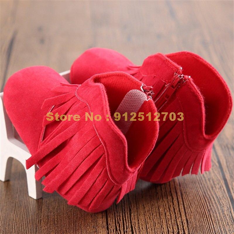 Mokassin-babyschuhe für mädchen, einfarbige fransenstiefel mit weicher sohle und rutschfester oberfläche