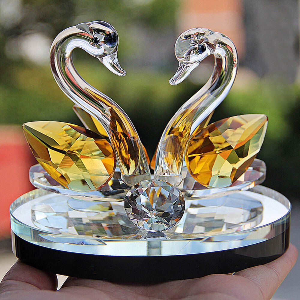 Swan Crystal Glas Beeldjes Collectie Diamant Zwaan Dier Presse-papier Tafel Ornament Bruiloft Home Decor Kids Verjaardagscadeautjes: E