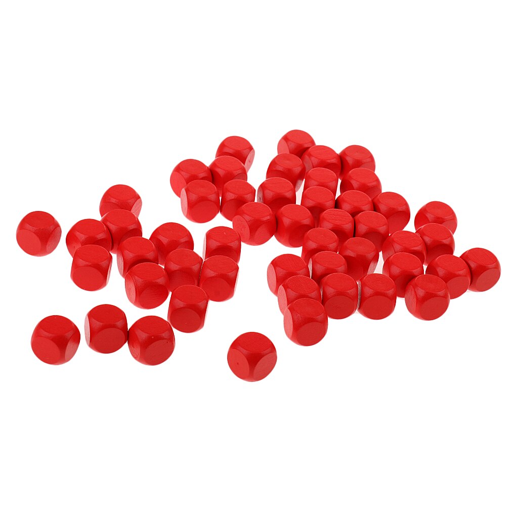 Pak Van 50 Ronde 16Mm Houten Dobbelstenen Set Blauw Rood Kleur Blanco Dobbelstenen Zelf Diy Patroon: Red