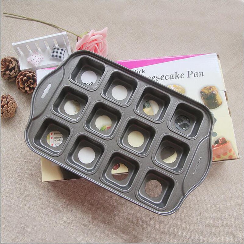 Carbon Steel 12 Cavity Baking Pan Non-stick Square Mold Cake Cupcake Muffin Bread Tray Biscuit Cookie Dish Baking Pastry Tools