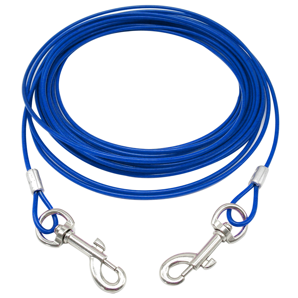 3M 5M 10M Dog Tie-Out Cable Heavy Duty Dogs Chain Leashes Outdoor Lead Belt for Small Medium Large Dogs Camping Training: Blue / 3m