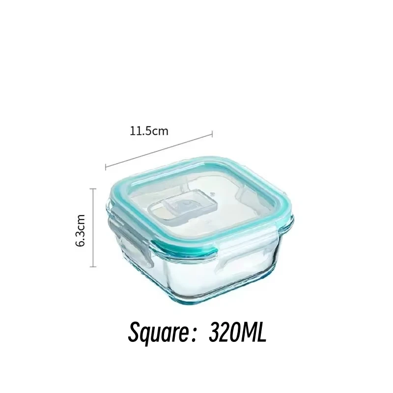 Glass Food storage Side dish meal prep airtight tupper Sealed containers preservation kitchen organizers bento lunch box: black