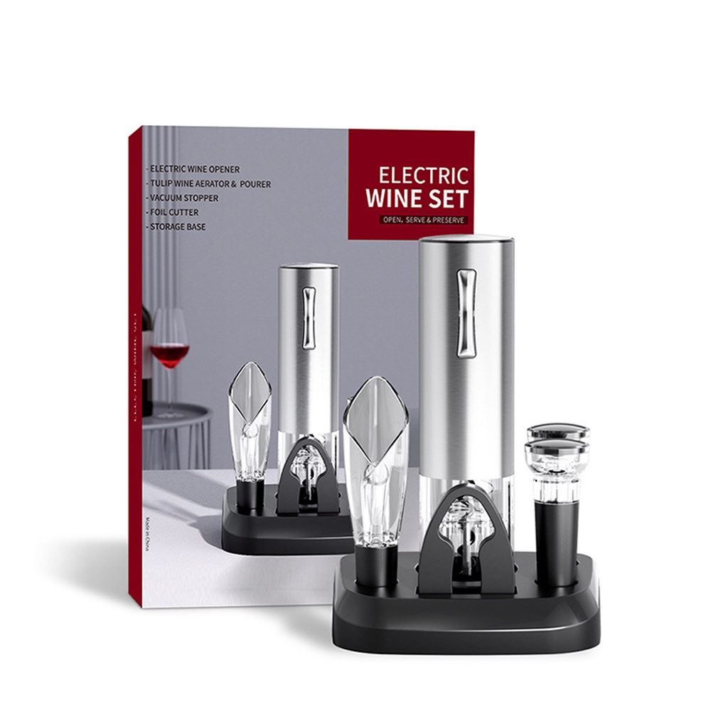 Ouvre-bouteille de vin électrique Rechargeable, tire-bouchon, ensemble de coupe en aluminium, ouvre-bouteille automatique pour gadgets de cuisine de vin, ouvre-boîte: KS08SL