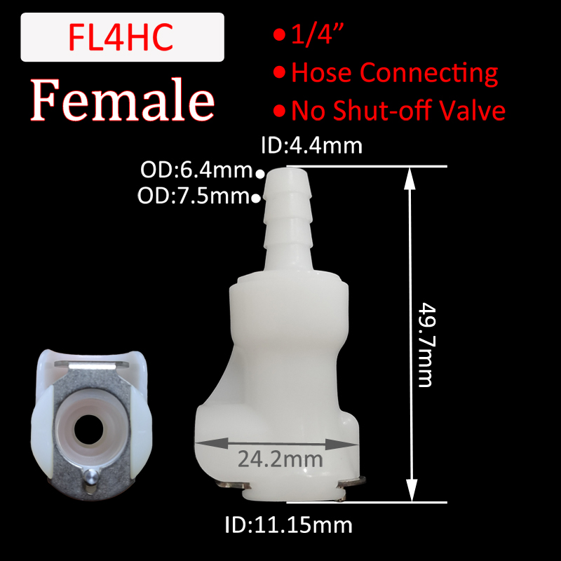 1/4 Hose Barb Valved In-Line Coupling Insert Panel Mount Coupling Body Male Female Quick Shut-Off Hose Joint Tube Connector