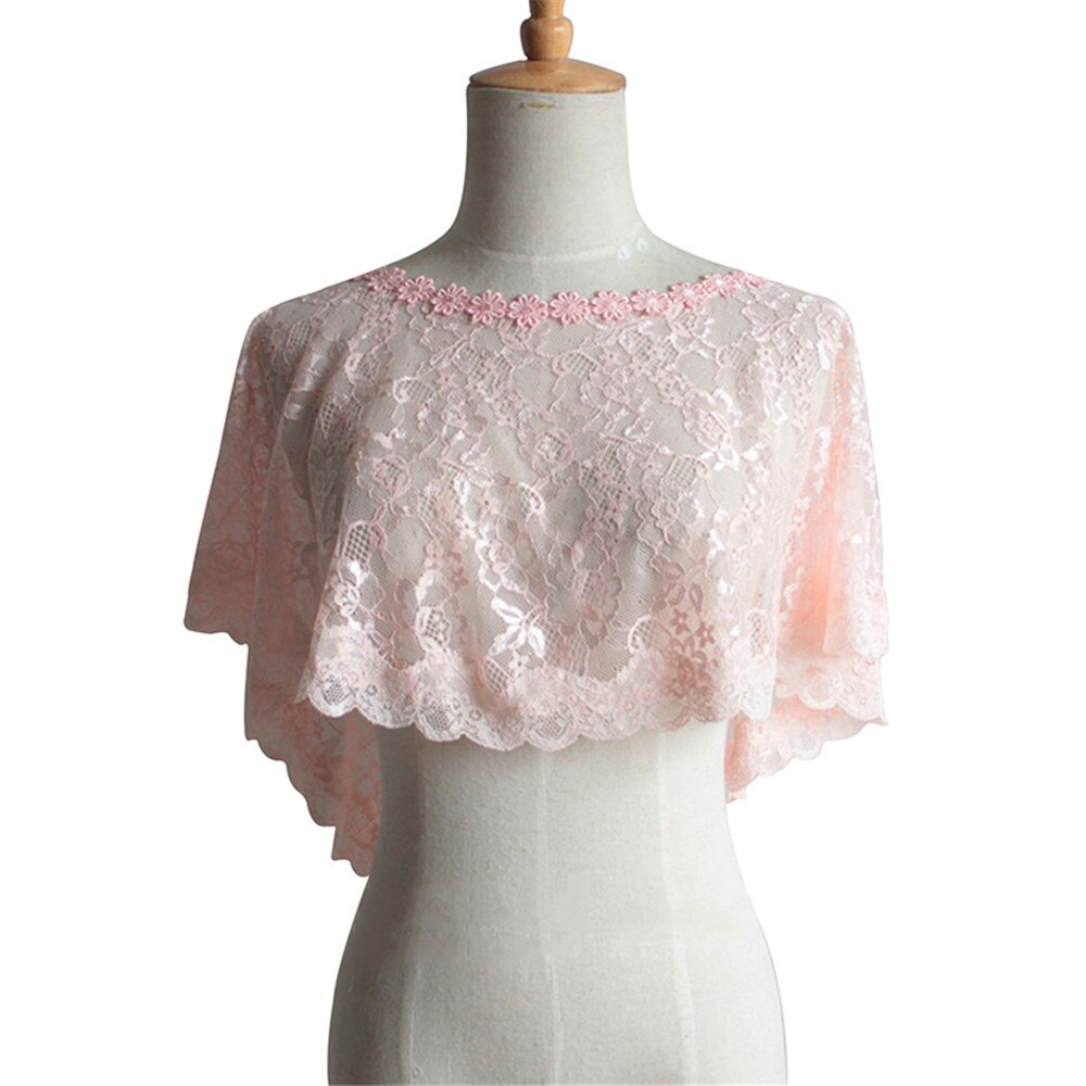 Veste châle en dentelle blanche pour femmes, boléro, étole noire, accessoires de Mariage,: pink