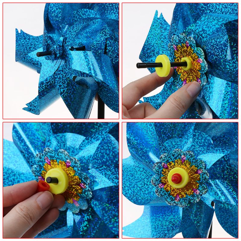 Wind Spinner Windmill Toys Kids Children Garden Decoration Rotation Glitter Sequin Windmills Glow Colorful Toy Outdoor Hom