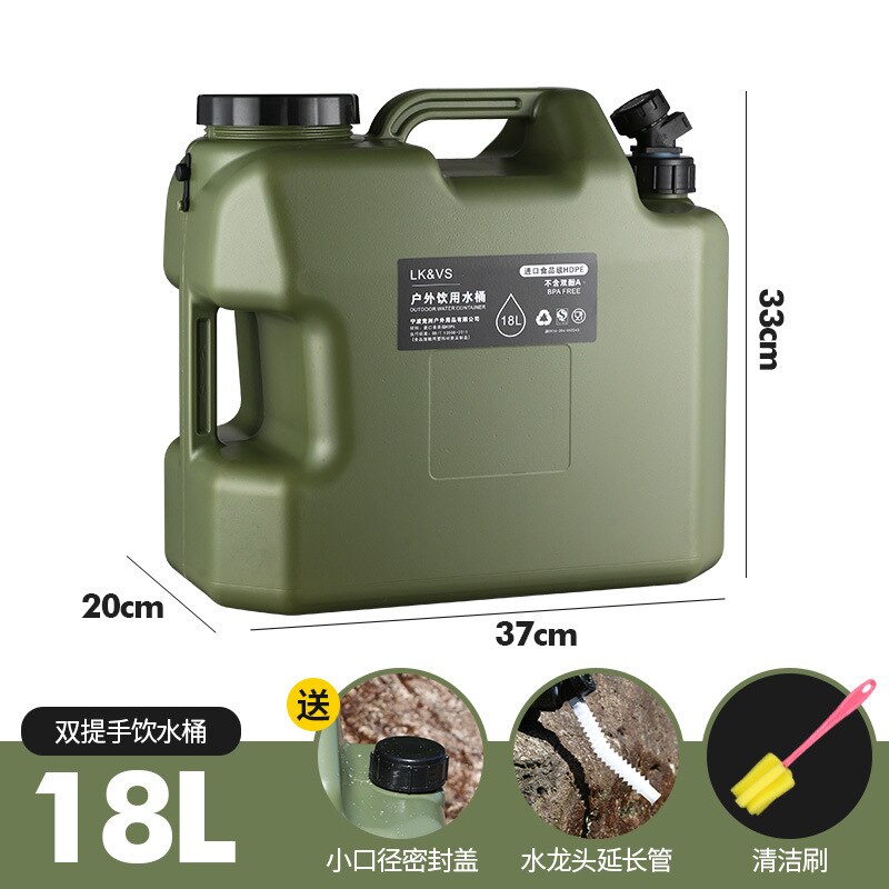 25L Outdoor Hiking Camp Water Bucket Portable Car Driving Water Tank Container Large-caliber Camping Water Canister With Faucet: 18L