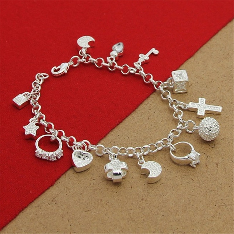 925 Sterling Zilveren Armband Met Meerdere Hanger Zirkoon Armbanden Voor Vrouwen Party Charm Jewelry