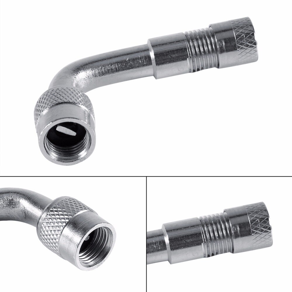 Adaptador de válvula curvada de 90 grados para motocicleta, tubo de neumático de cobre y plata, adaptador de extensión de válvula para camión, coche, Moto y bicicleta