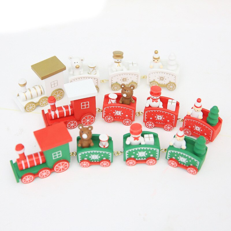 4 Knopen Kerst Trein Geschilderd Houten Kerst Decoratie Voor Thuis Met Santa Kinderen Speelgoed Ornament Navidad Jaar