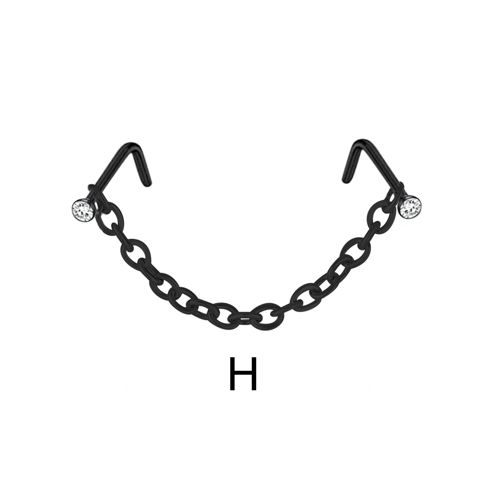 Novo nariz duplo piercing corrente nariz para narina piercing aço inoxidável nariz parafuso prisioneiro decoração brinco piercing corrente feminina: 5CM / H