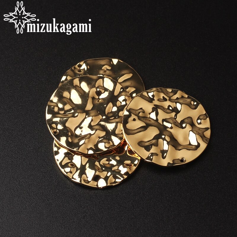 Jewelry Making Accessories Golden Zinc Alloy Metal Distorted Round Coin Shape Charms Pendants 35mm 6pcs/lot For DIY Earrings
