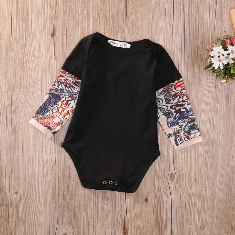 Citgeett Newborn Baby Infant Boys Long Sleeve Bodysuit Patchwork Clothes Cotton Novelty Jumpsuit SS