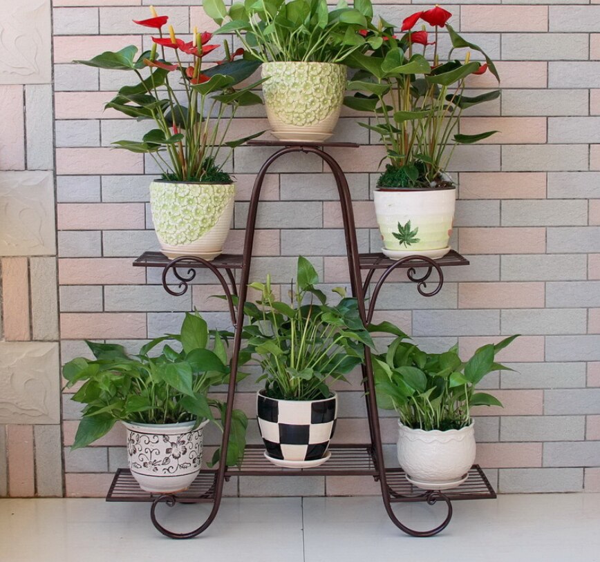 Europäischen Stil Eisen Blume Stand Boden Typ Anlage Stehen Balkon Wohnzimmer drinnen Multi Schicht Blume Regal Möbel