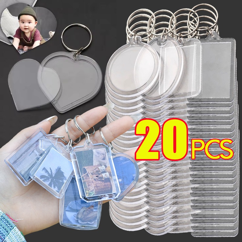 5/20 stuks transparante fotolijst sleutelhanger kwastjes snap-in aangepaste insert foto acryl blanco sleutelhanger duidelijke blanco foto hanger